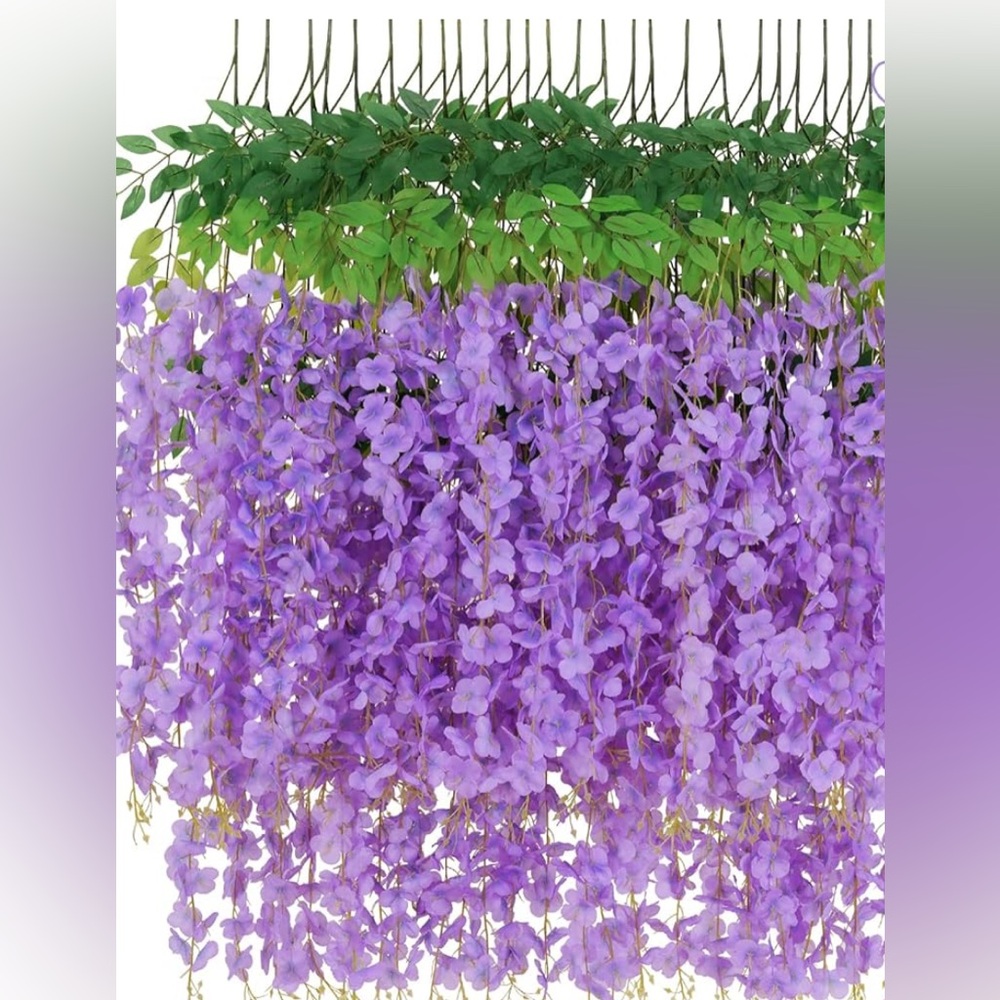 40 piece Artificial Wisteria Vine Garland in Purple and Green